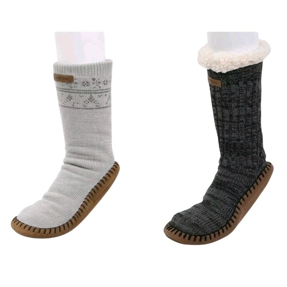 GAA HUU Men's Slipper Socks Lot of 2 Cozy Knit Fleece Lined Size 9–13
